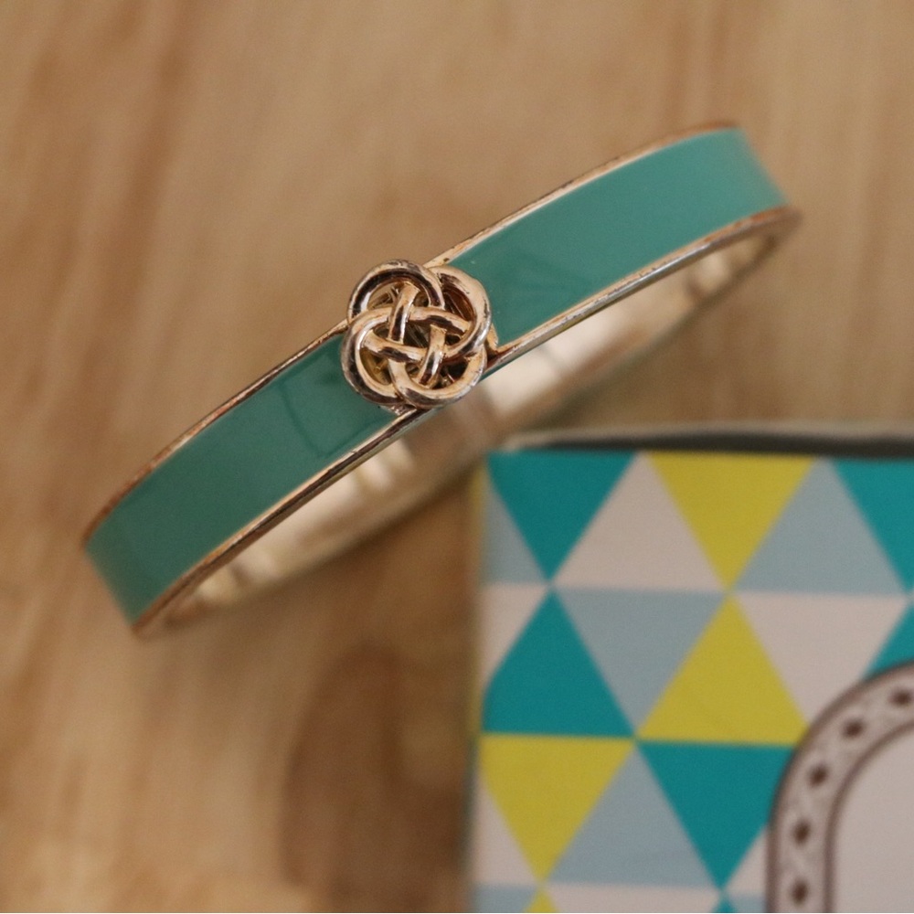 Stella & Dot Turquoise Bangle Bracelet with Celtic Knot